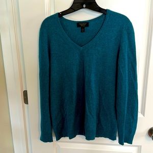 Teal cashmere v-neck sweater. Like new, never worn.